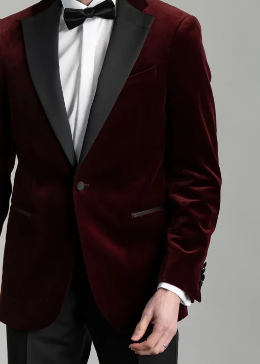 Theo Velvet Jacket - Burgundy