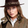 Trilby Hat Iridescent Feather Band - Chocolate with Feather Band