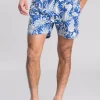 Tropical Print Swim Shorts - Rich Blue