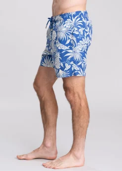 Tropical Print Swim Shorts - Rich Blue