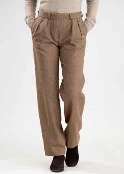 Twill Wide Leg Trousers - Kensington Herringbone