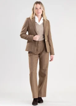 Twill Wide Leg Trousers - Kensington Herringbone