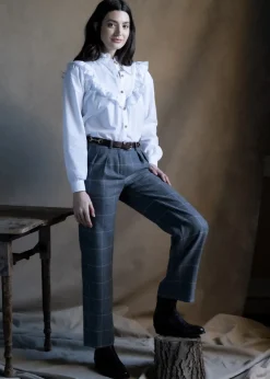Twill Wide Leg Trousers - Cambridge Check
