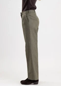 Twill Wide Leg Trousers - Penistone Herringbone