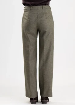 Twill Wide Leg Trousers - Penistone Herringbone