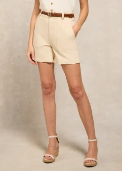 Utility Denim Shorts - Oatmeal