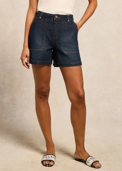 Utility Denim Shorts - Deep Indigo