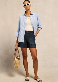 Utility Denim Shorts - Deep Indigo
