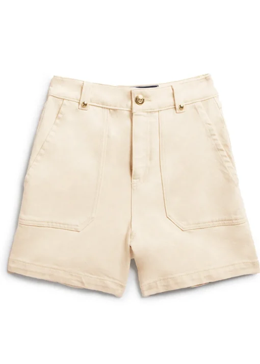 Utility Denim Shorts - Oatmeal