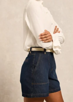 Utility Denim Shorts - Deep Indigo