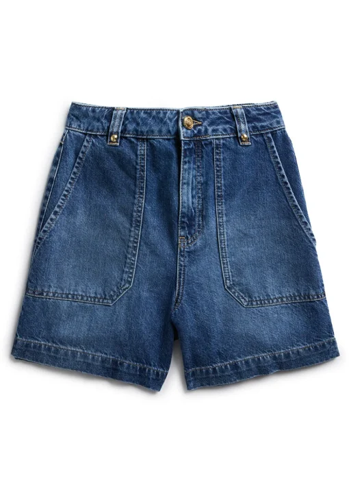 Utility Denim Shorts - Denim