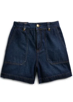 Utility Denim Shorts - Deep Indigo