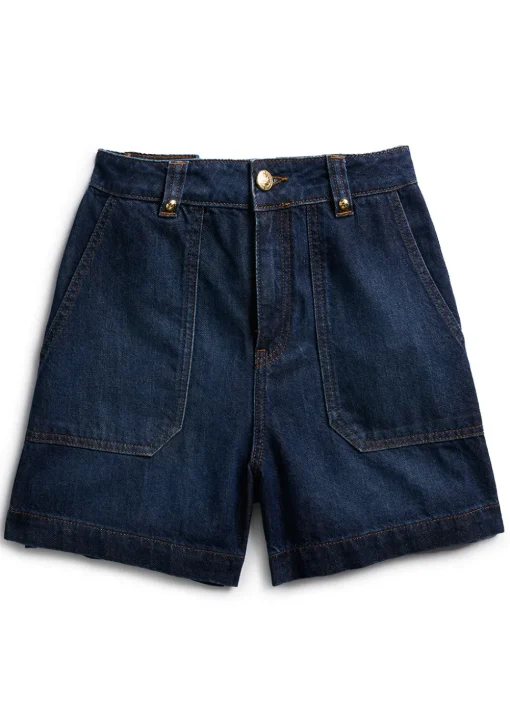 Utility Denim Shorts - Deep Indigo