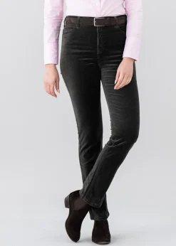 Velvet Straight Leg Jeans - Olive Green