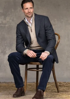Warkworth Tweed Jacket - Houndstooth Check with Grey and Navy