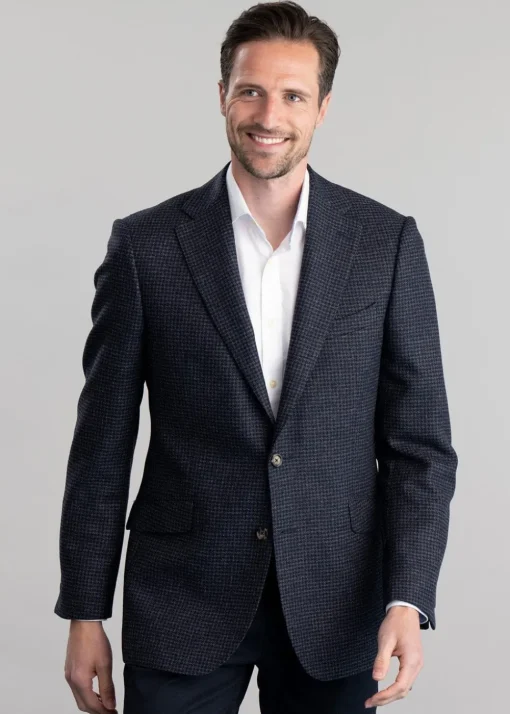 Warkworth Tweed Jacket - Houndstooth Check with Grey and Navy