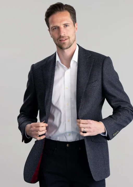 Warkworth Tweed Jacket - Houndstooth Check with Grey and Navy