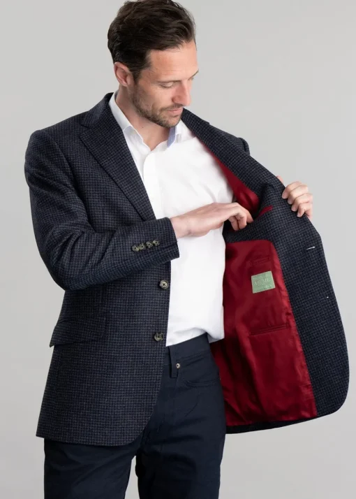 Warkworth Tweed Jacket - Houndstooth Check with Grey and Navy