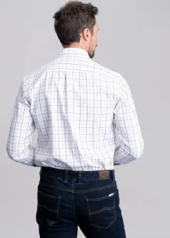 Wells Tailored Shirt - Wine and Navy Check