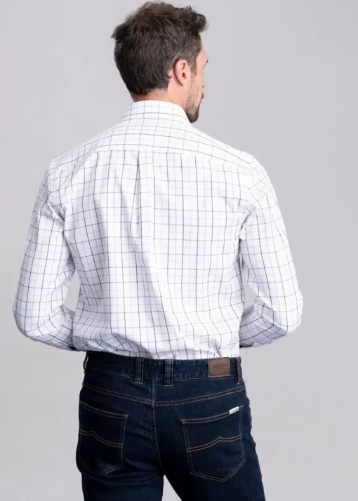 Wells Tailored Shirt - Wine and Navy Check