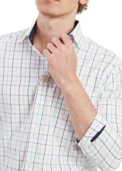 Wells Tailored Shirt - Wine and Navy Check