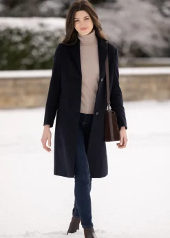 Wool Tailored Coat - Evening Blue