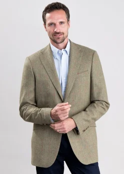 Wooler Tweed Jacket - Camel and Green Twill with Gold and Pink Check