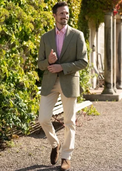 Wooler Tweed Jacket - Camel and Green Twill with Gold and Pink Check