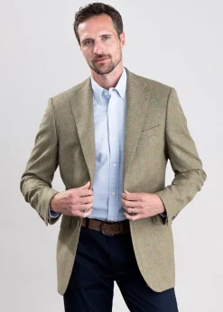 Wooler Tweed Jacket - Camel and Green Twill with Gold and Pink Check