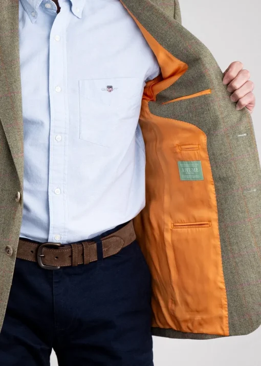 Wooler Tweed Jacket - Camel and Green Twill with Gold and Pink Check